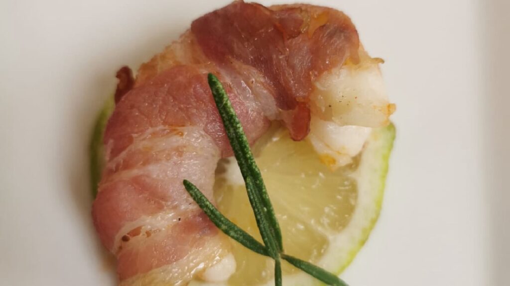 GAMBERO ROSSO E BACON AROMATIZZATO AL LIMONE